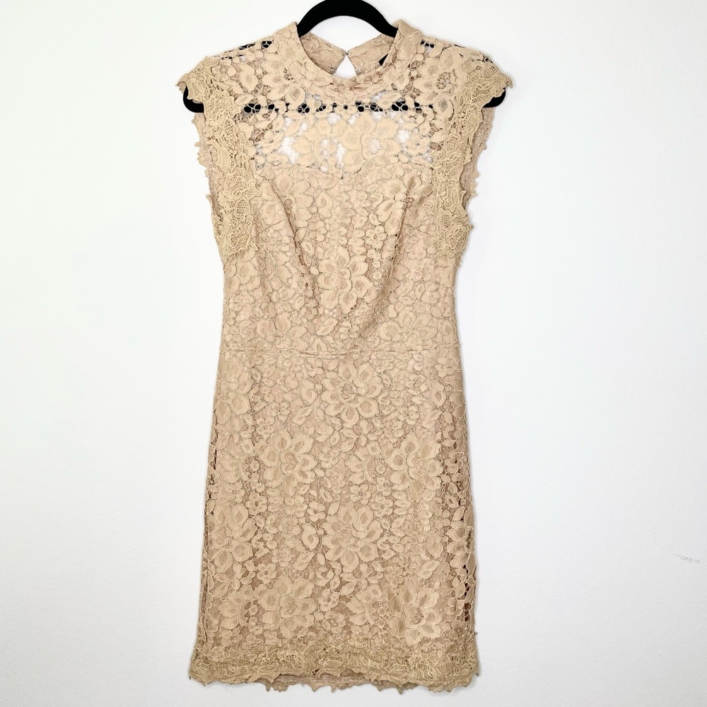 ANGL Lace Backless Taupe Dress size medium